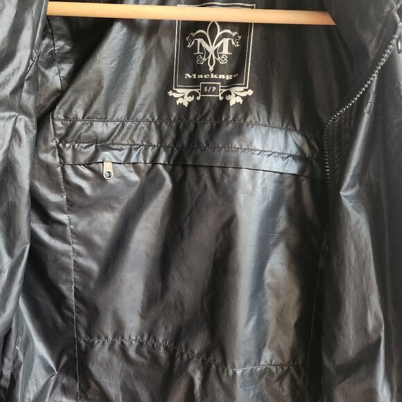 SzS Mackage Black Perla Packable Hooded Rain Jacket & Windbreaker - EUC - Picture 6 of 16